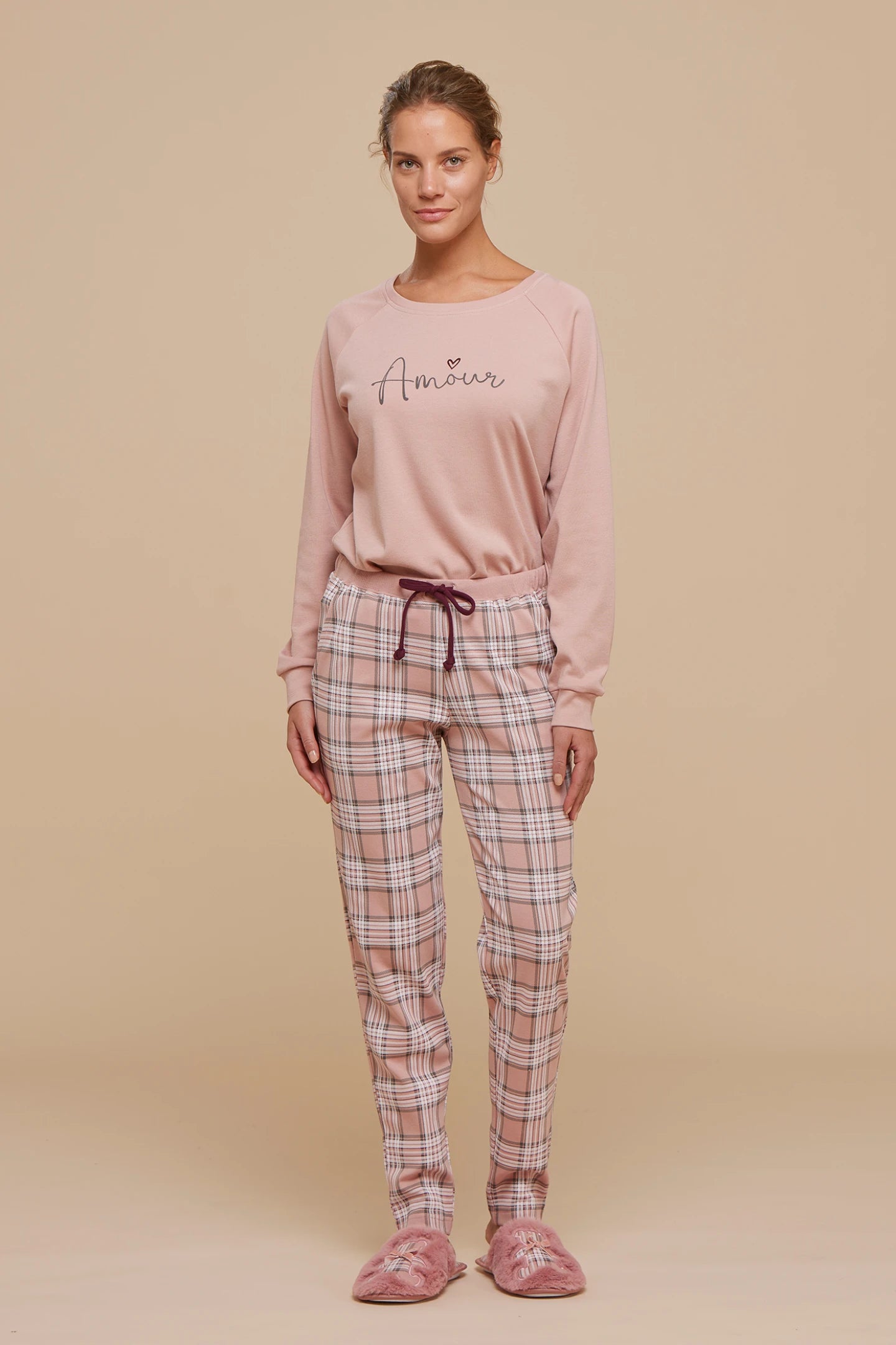 Pigiama Donna caldo cotone Felpato NOI DI NOTTE Amour – SpugnaHome - Main Image