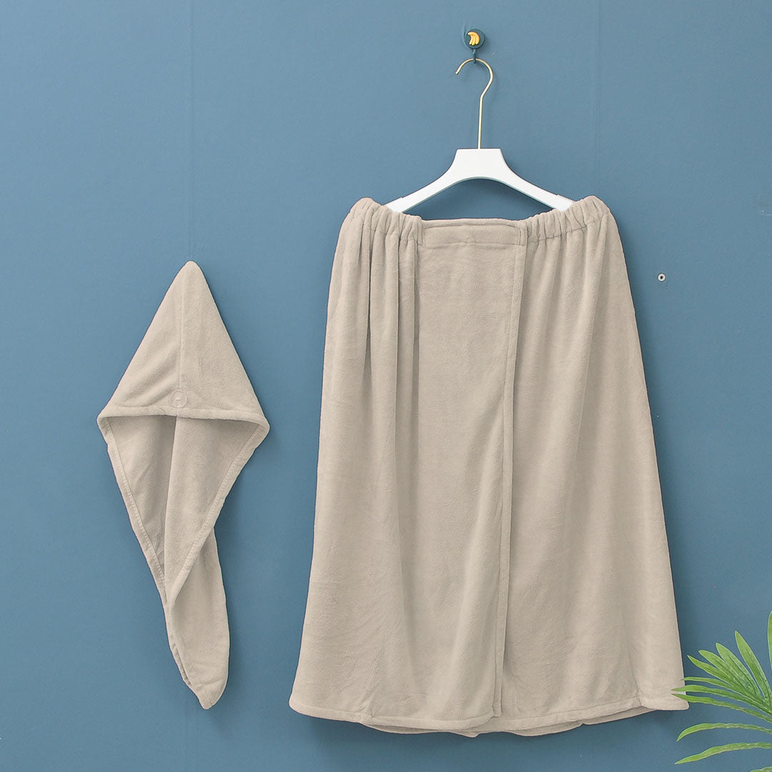 Accappatoio Pareo con Turbante in Microfibra - Beky