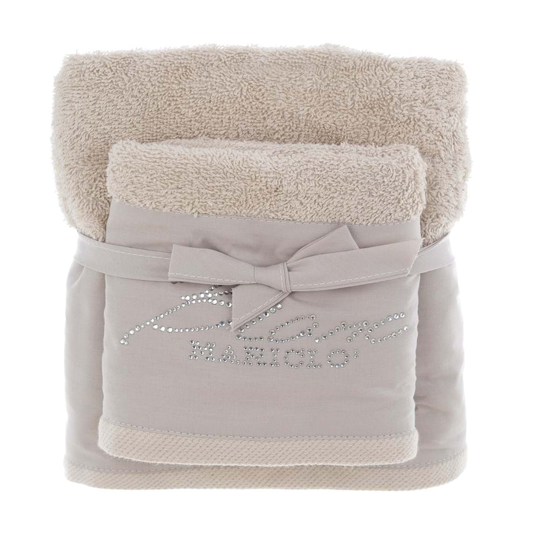 Coppia di Asciugamani in Spugna con logo in Swarosky BLANC MARICLO' - Bling Bling