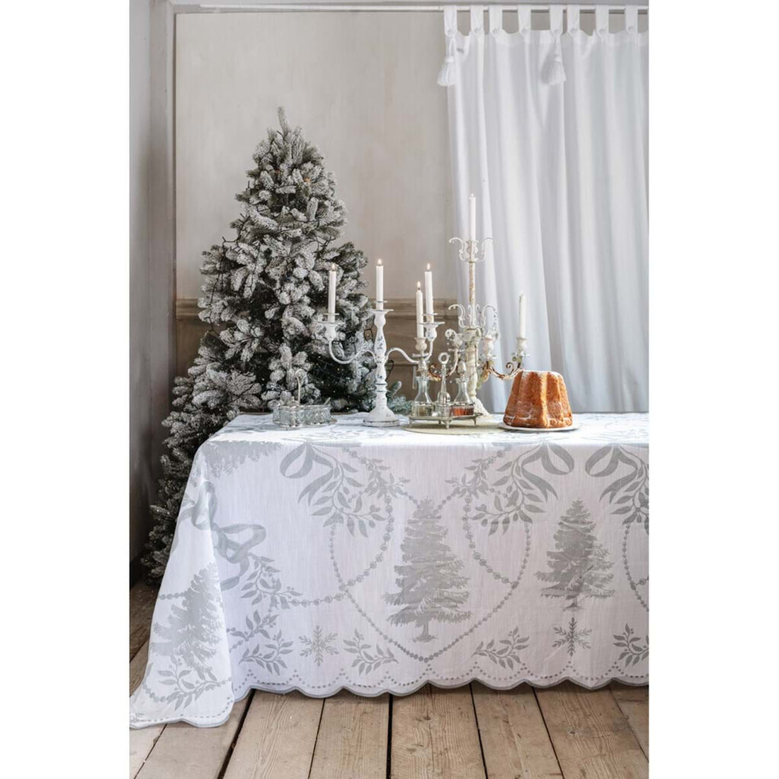 Tovaglia in Cotone BLANC MARICLO' - Shiny Christmas Silver