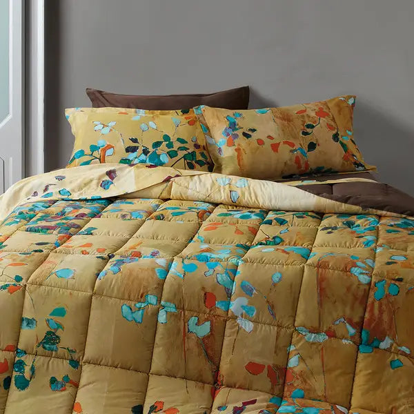 Completo Copripiumino Matrimoniale in Raso di Cotone SOMMA - Aerial