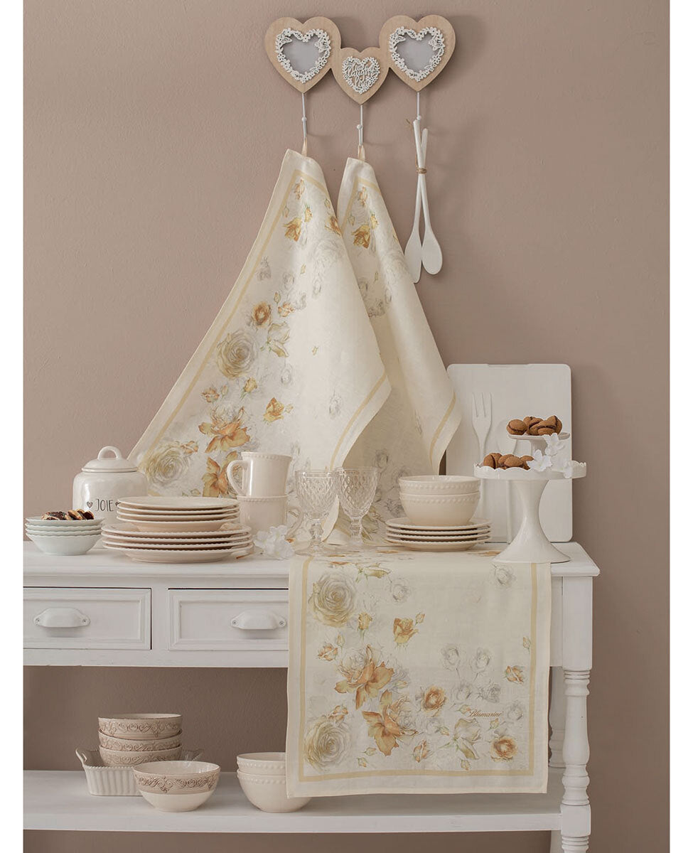 BLUMARINE Pure Linen Tea Towel Rose