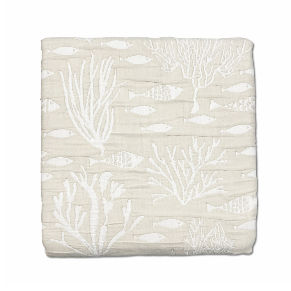 Copriletto Jacquard Estivo con Pesci - Festel