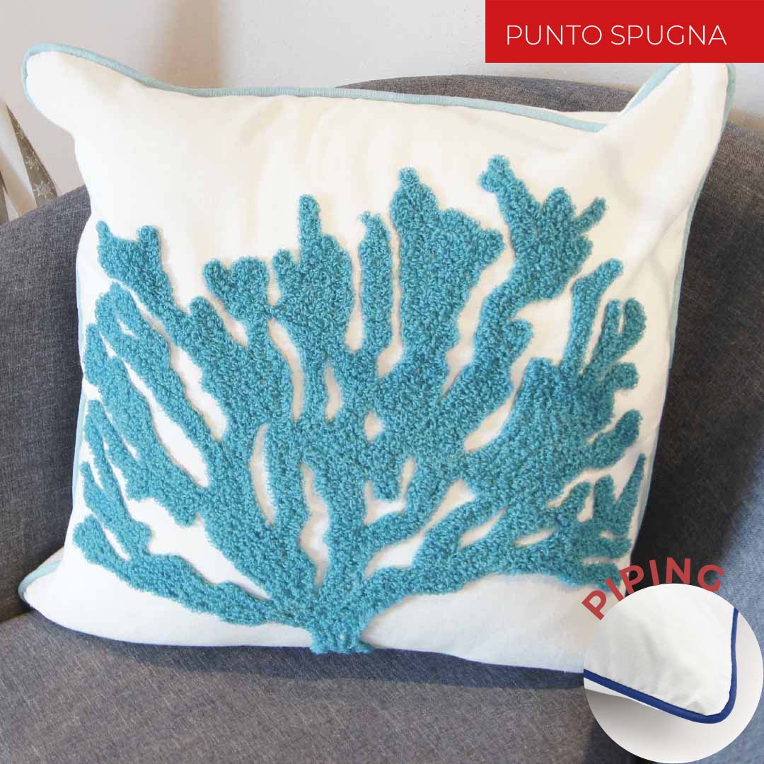 Copricuscino in Cotone con Ricamo Marino - Marea Colorato