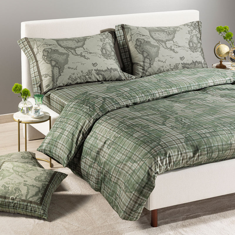 Completo Copripiumino Raso di Cotone 1^ CLASSE ALVIERO MARTINI - Tartan Green