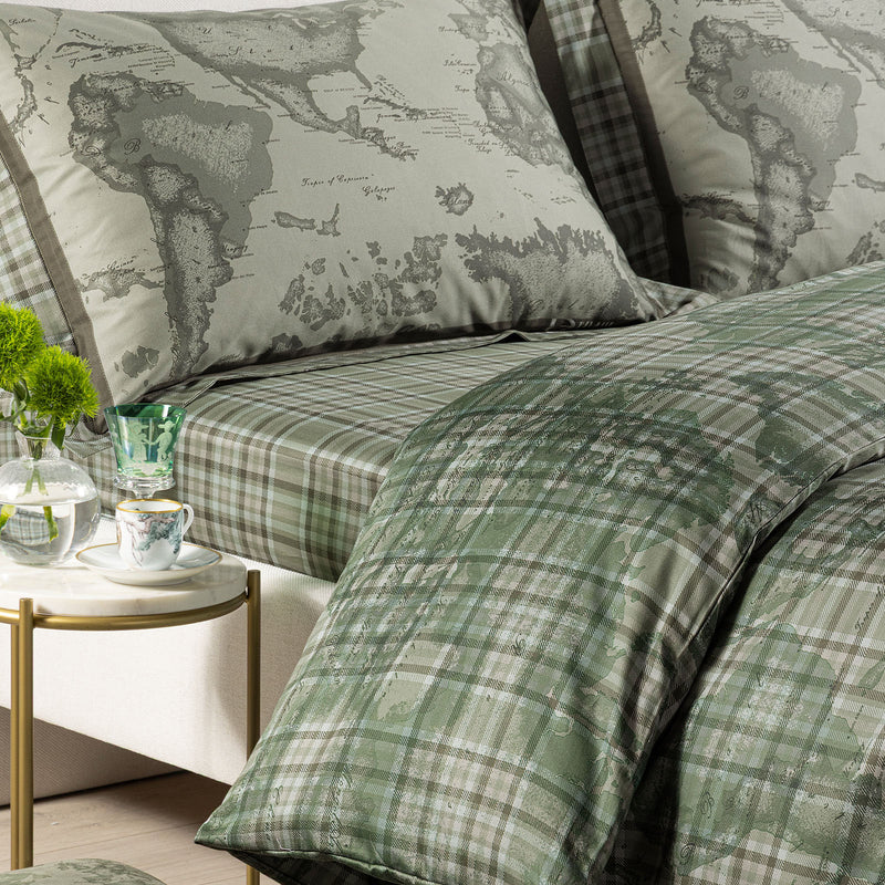 Completo Copripiumino Raso di Cotone 1^ CLASSE ALVIERO MARTINI - Tartan Green