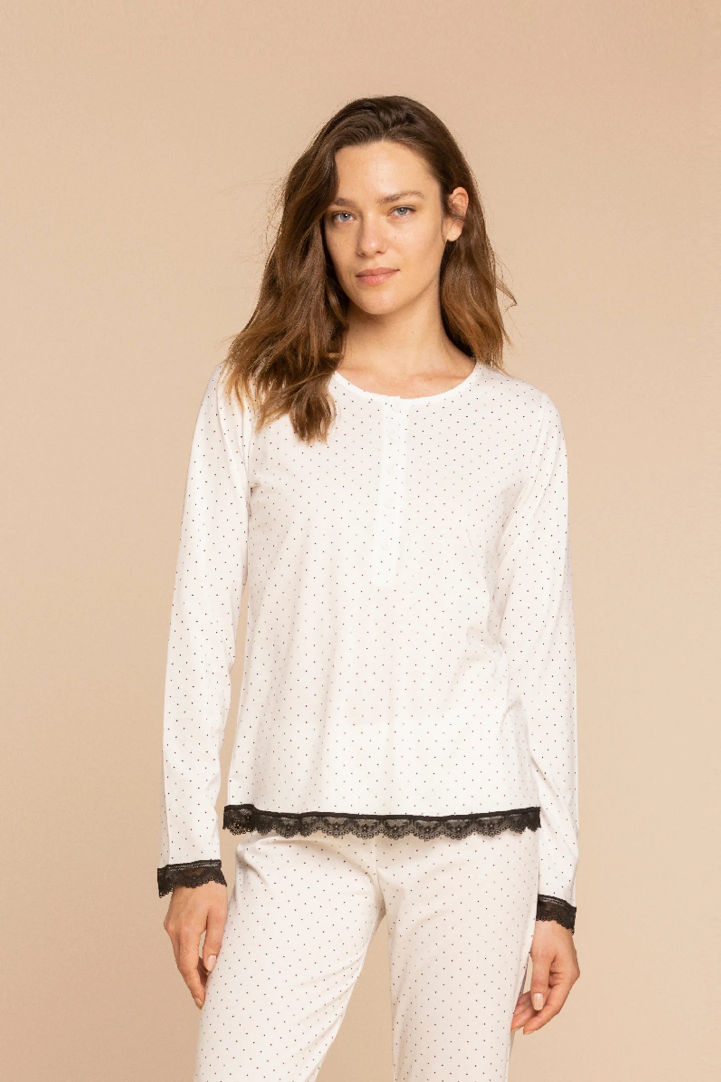 Pigiama Donna Lungo in Cotone NOI DI NOTTE - Paris Pois