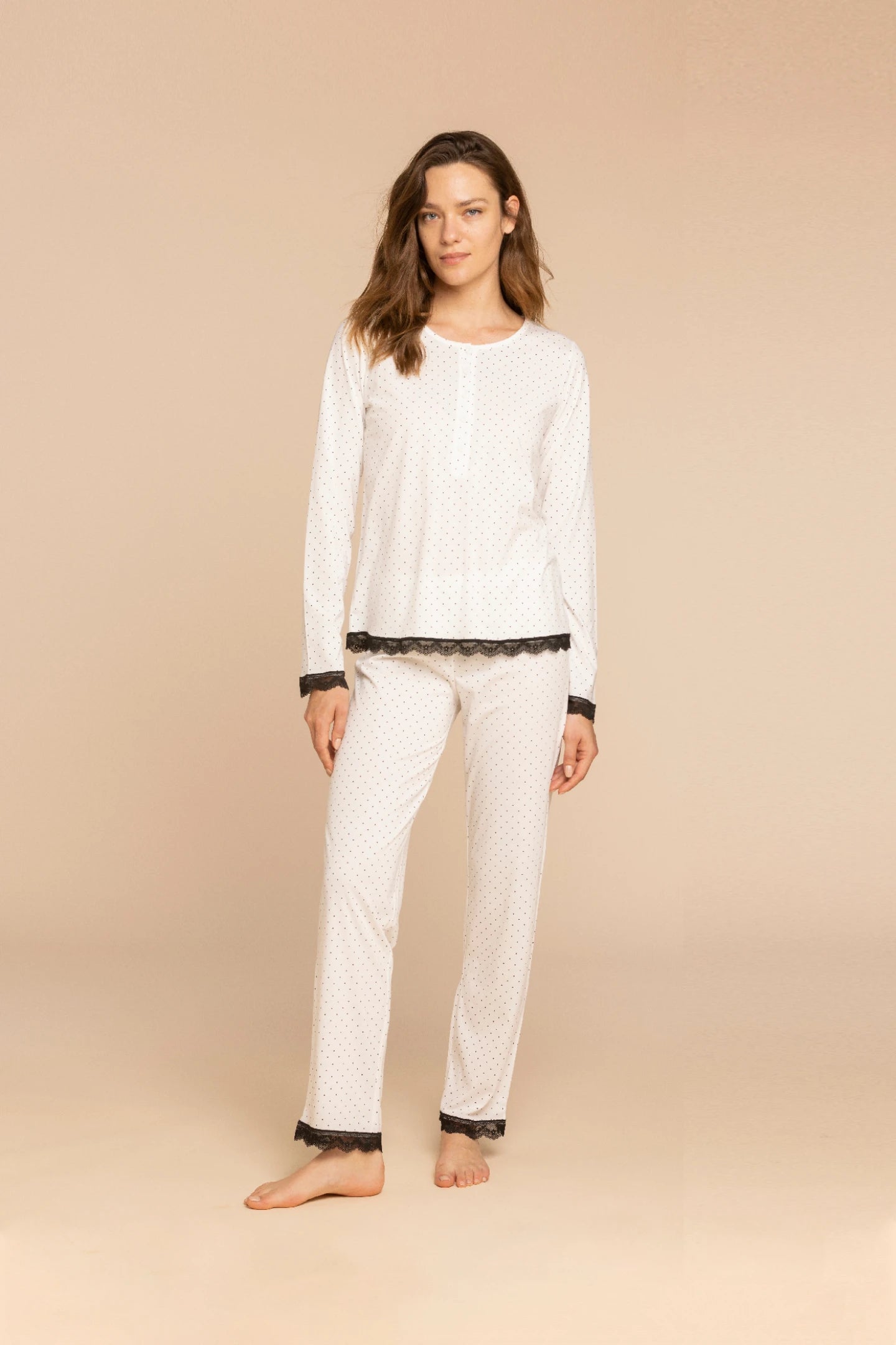 Pigiama Donna Lungo in Cotone NOI DI NOTTE - Paris Pois