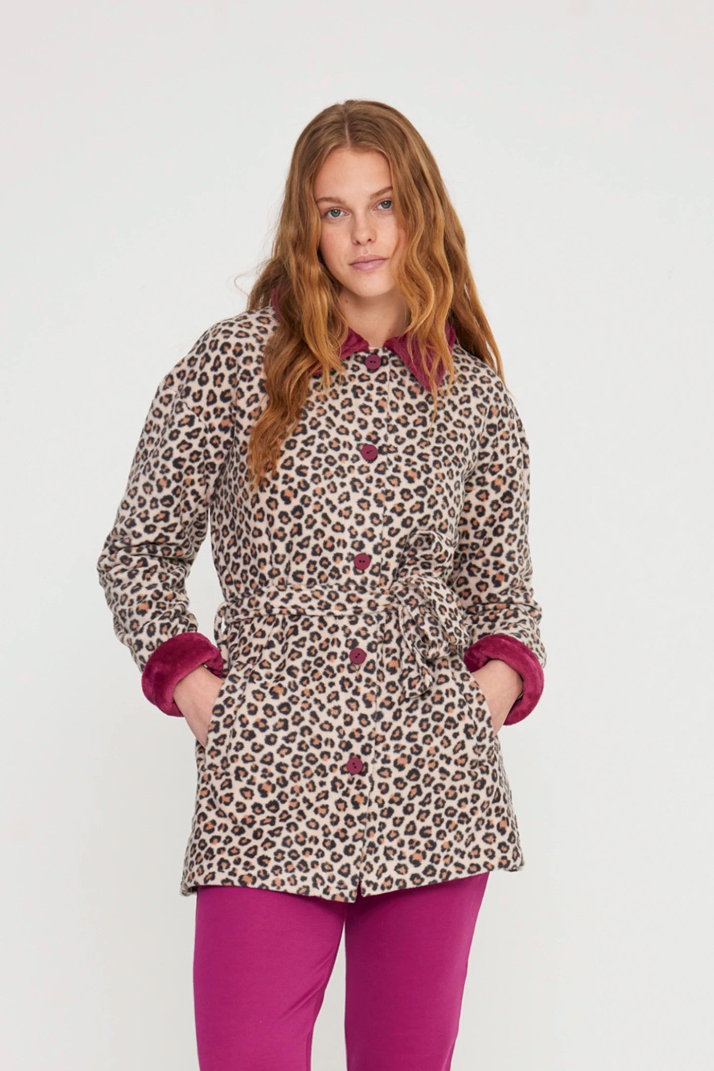 Vestaglia Donna in Pile con Bottoni NOI DI NOTTE Sleep – SpugnaHome