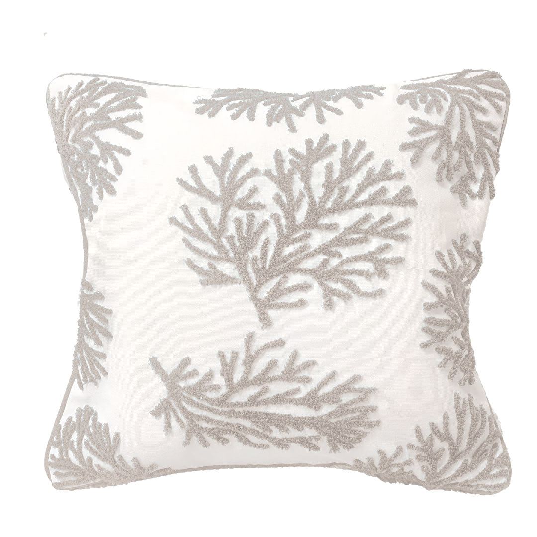 Copricuscino in Cotone con Ricamo Marino - Coral Small