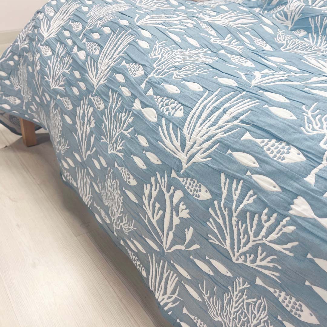Copriletto Jacquard Estivo con Pesci - Festel