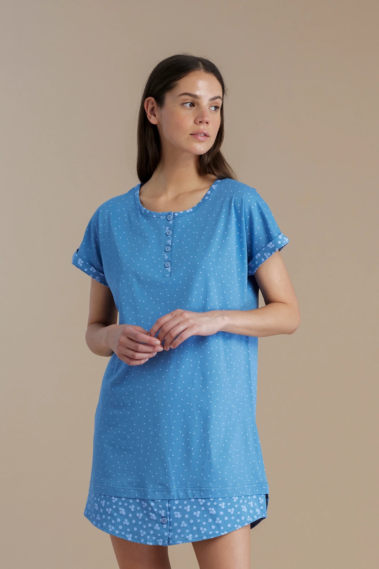 Camicia da Notte Manica Corta in Cotone NOI DI NOTTE - Dot