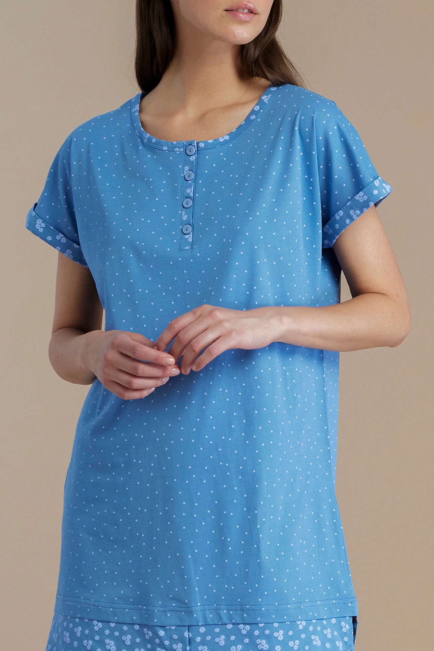 Camicia da Notte Manica Corta in Cotone NOI DI NOTTE - Dot