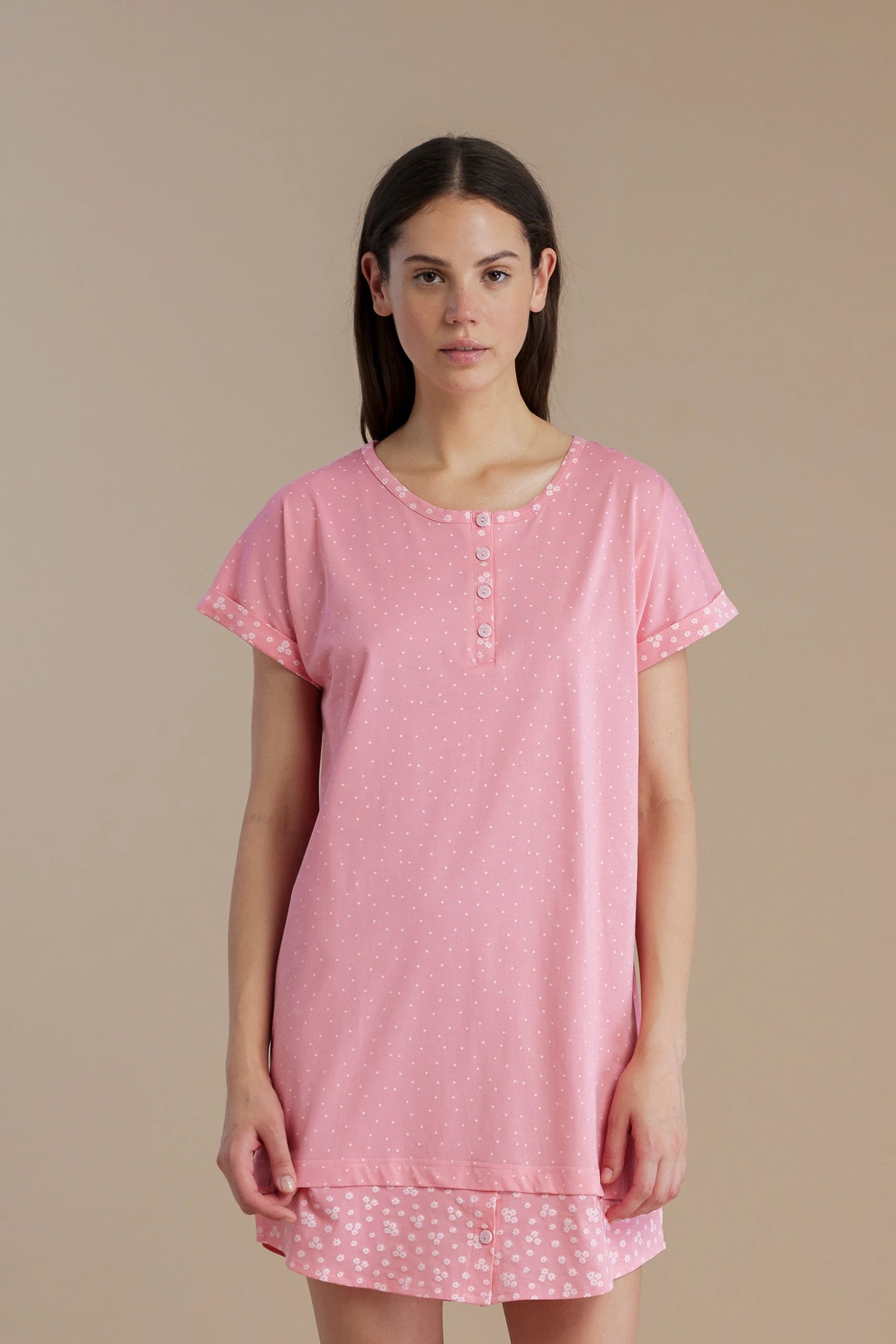 Camicia da Notte Manica Corta in Cotone NOI DI NOTTE - Dot