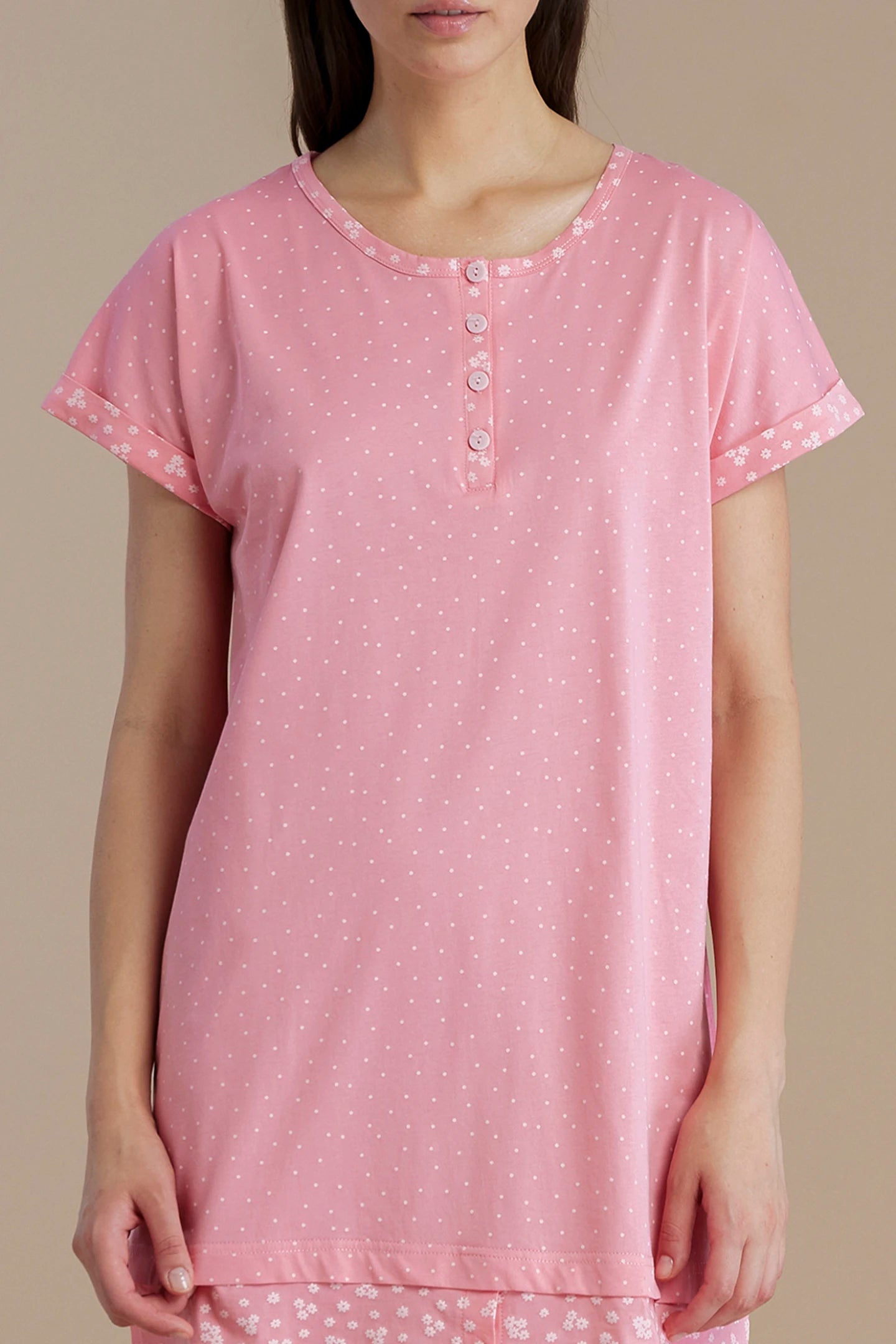 Camicia da Notte Manica Corta in Cotone NOI DI NOTTE - Dot