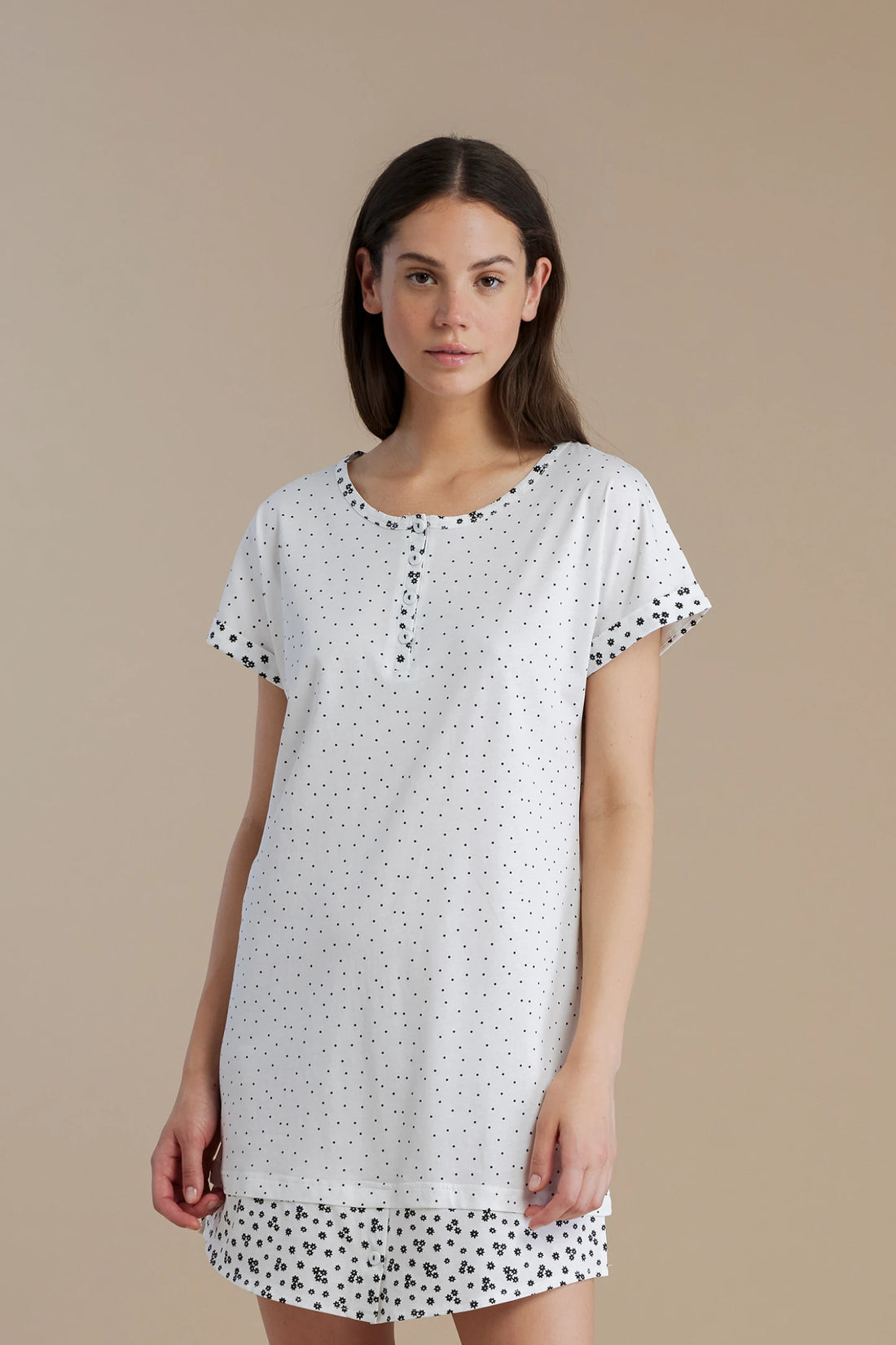 Camicia da Notte Manica Corta in Cotone NOI DI NOTTE - Dot