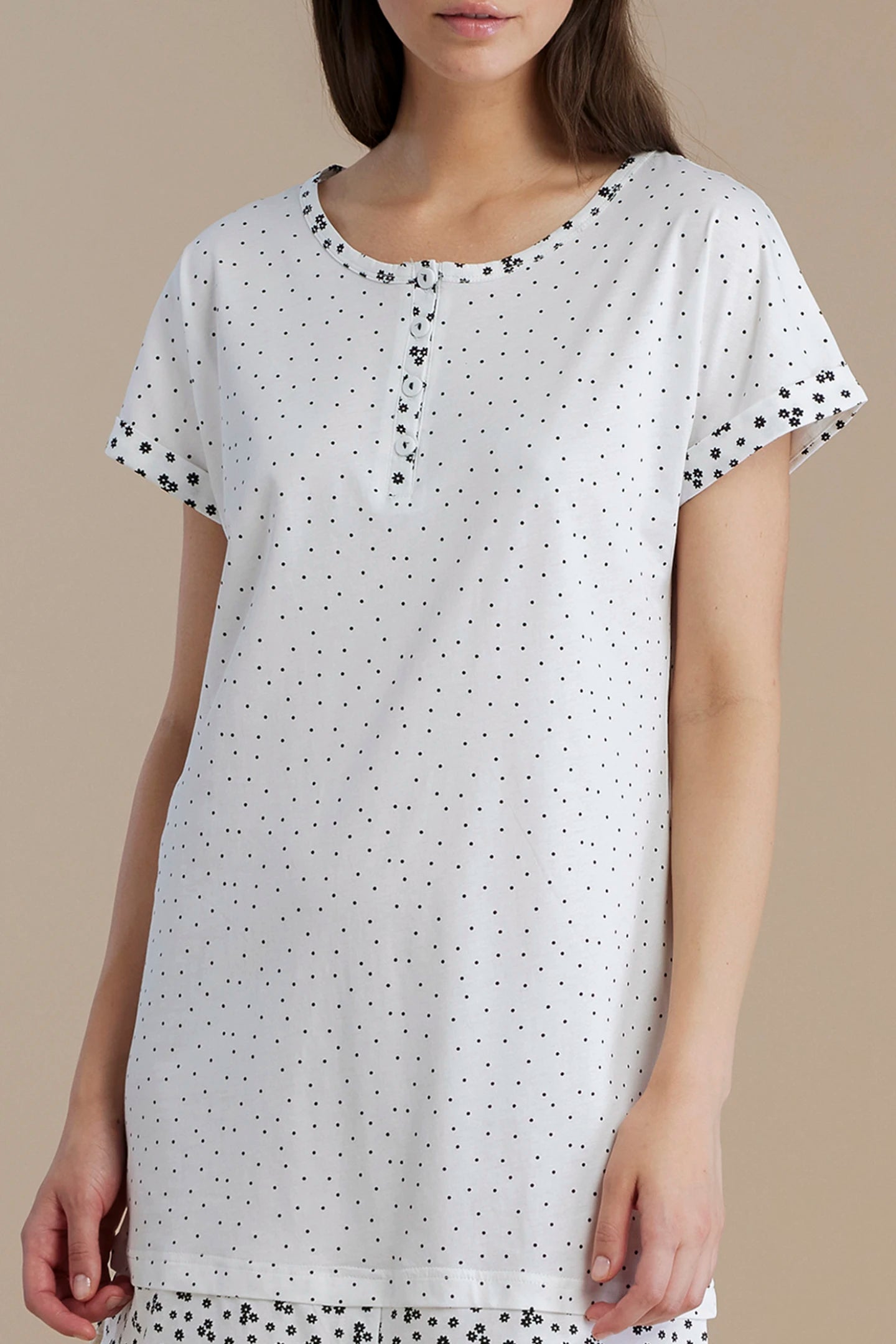 Camicia da Notte Manica Corta in Cotone NOI DI NOTTE - Dot