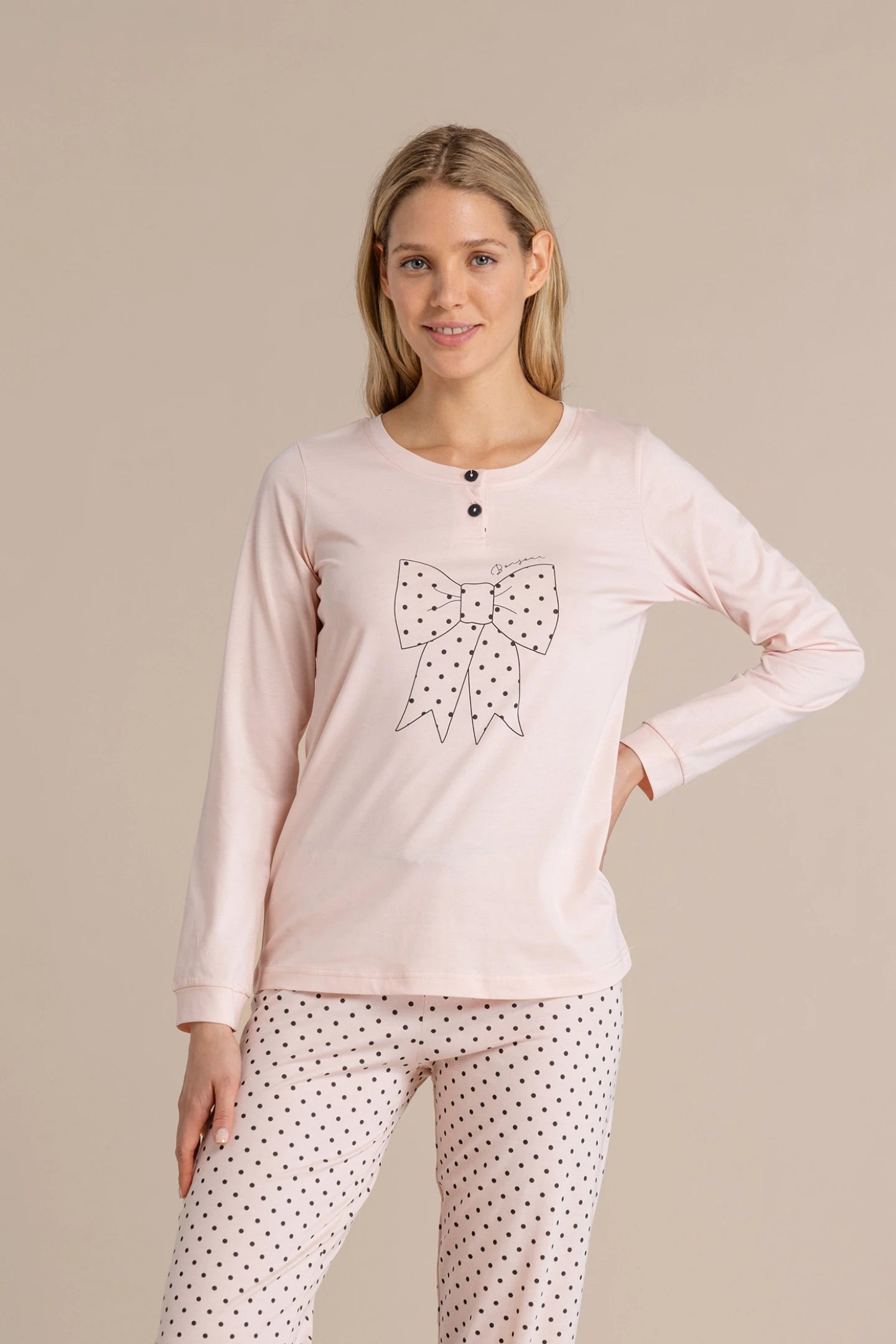 Pigiama Donna Manica Lunga in Cotone NOI DI NOTTE - Pois