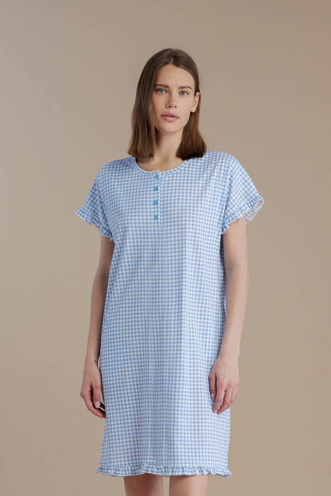 Camicia da Notte Manica Corta in Cotone NOI DI NOTTE - Vichy