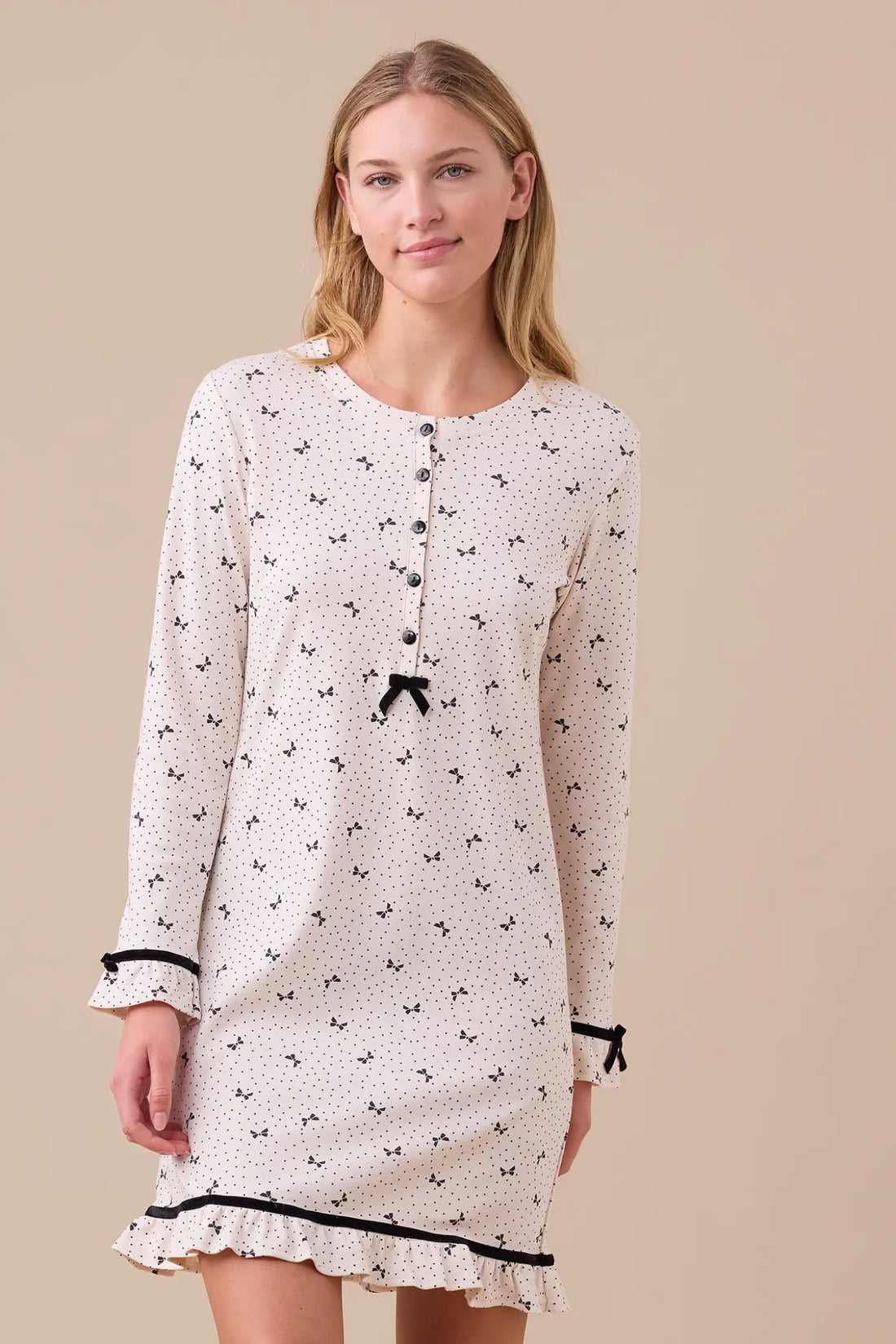 Camicia da Notte donna caldo cotone NOI DI NOTTE - Fiocco
