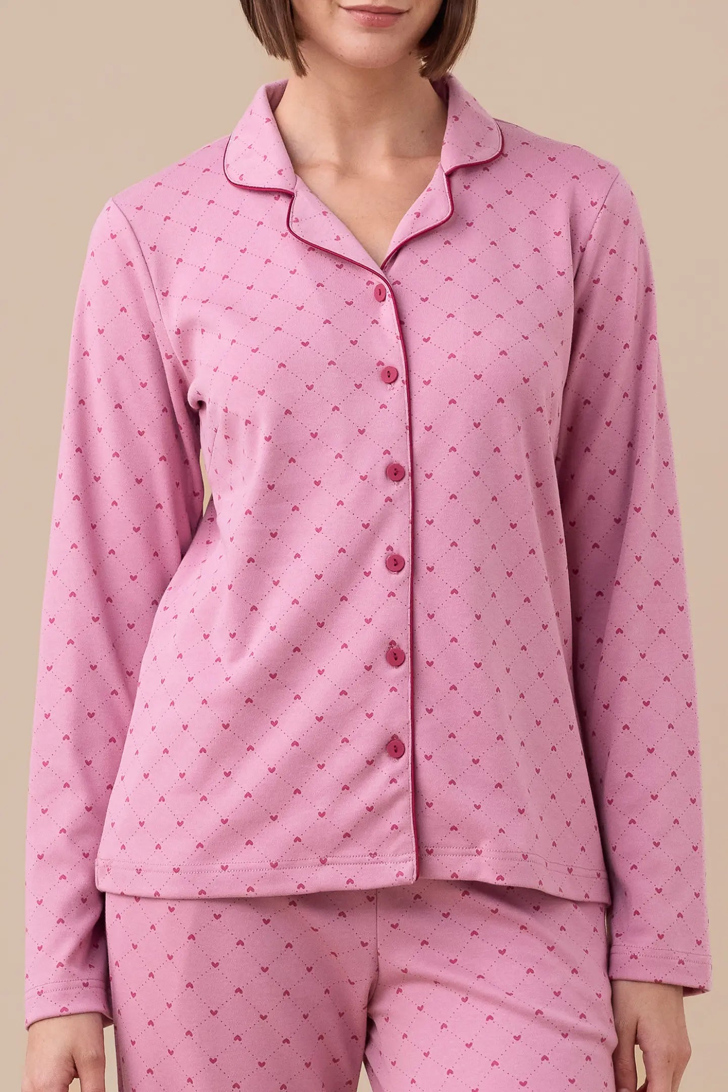 Pigiama donna Ambro cotone felpato con polsini 6504.22 jeans