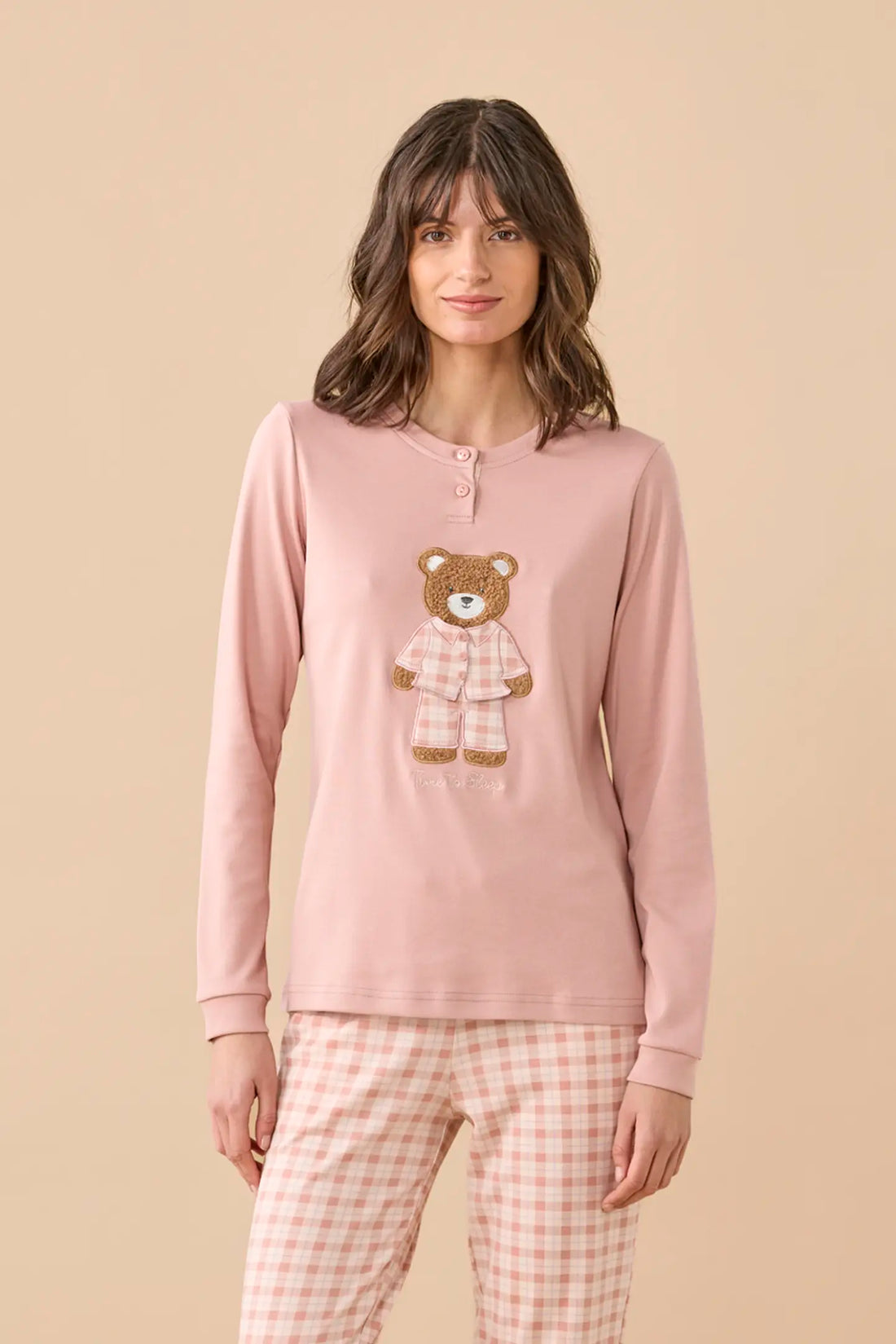 Pigiama Donna caldo cotone NOI DI NOTTE - Funny & Tartan Rosa