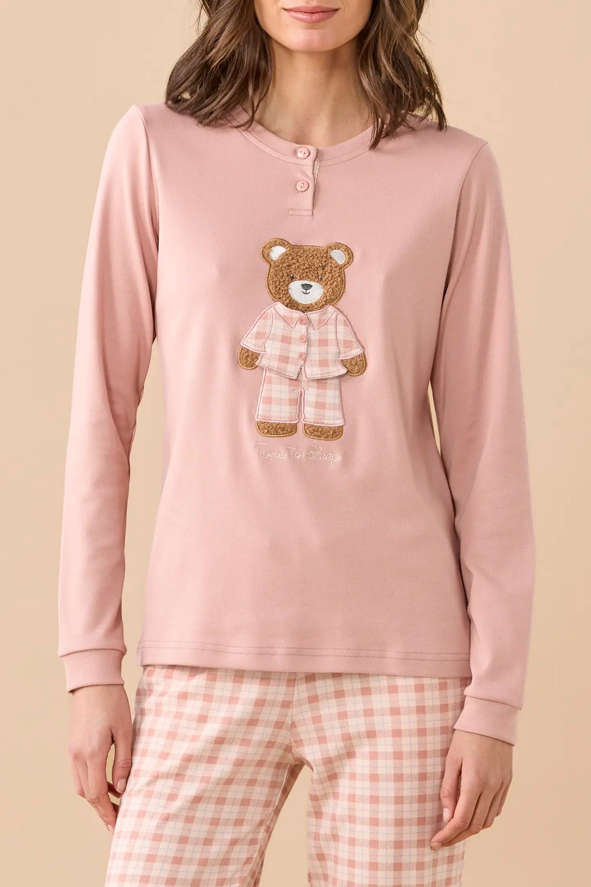 Pigiama Donna caldo cotone NOI DI NOTTE - Funny & Tartan Rosa