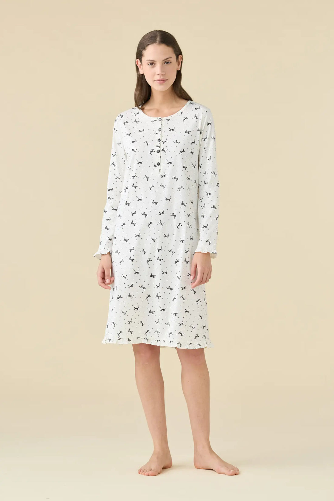 Camicia da Notte Manica Lunga in Jersey di Cotone NOI DI NOTTE - Cherie