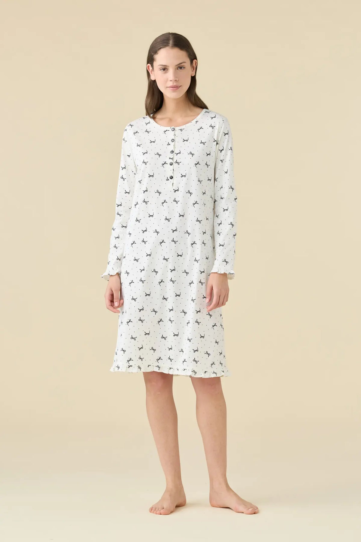 Camicia da Notte Manica Lunga in Jersey di Cotone NOI DI NOTTE - Cherie