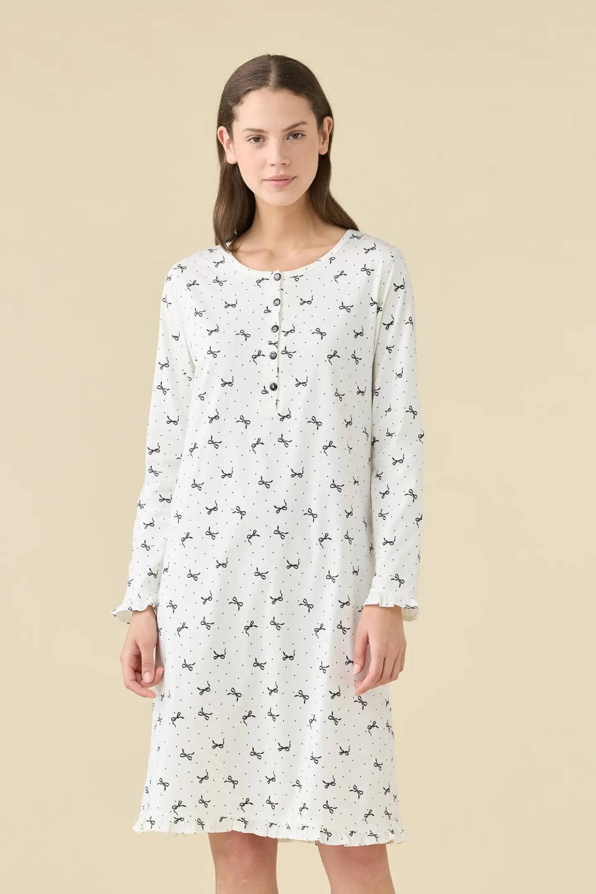 Camicia da Notte Manica Lunga in Jersey di Cotone NOI DI NOTTE - Cherie