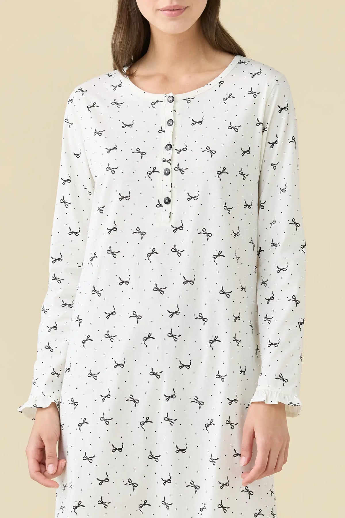 Camicia da Notte Manica Lunga in Jersey di Cotone NOI DI NOTTE - Cherie