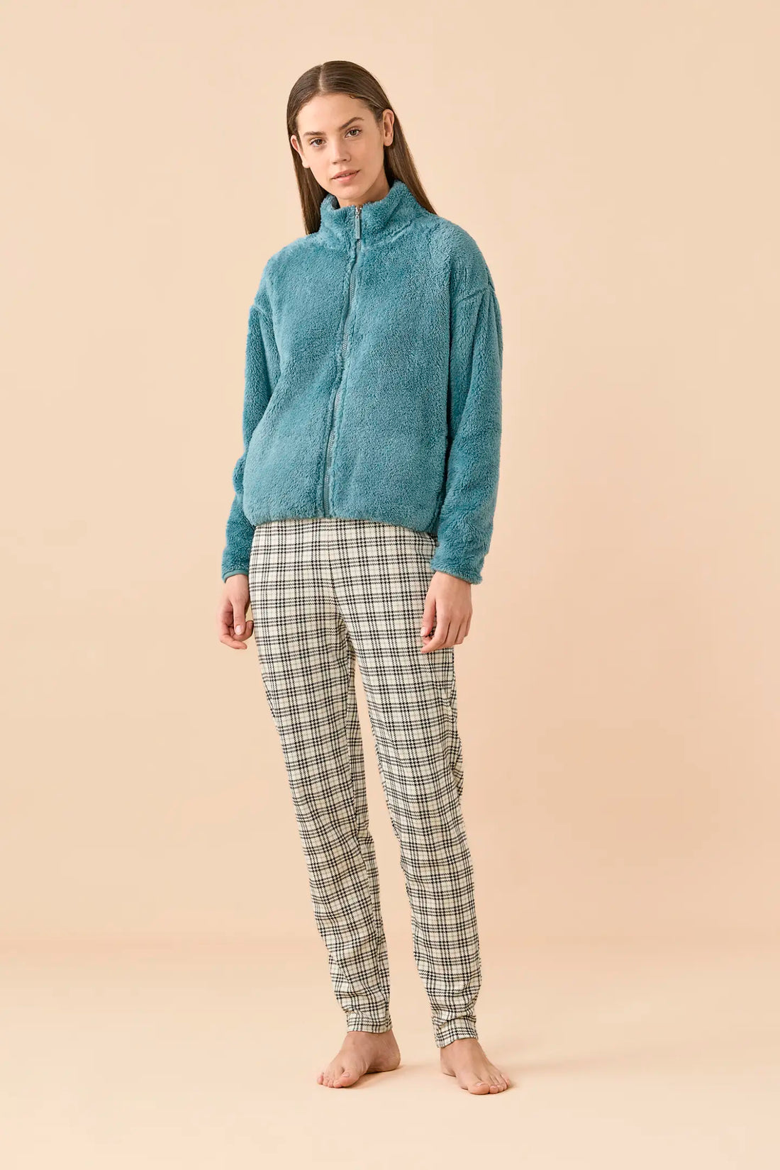 Giacca vestaglia donna in Ecopelliccia NOI DI NOTTE - Funny & Tartan