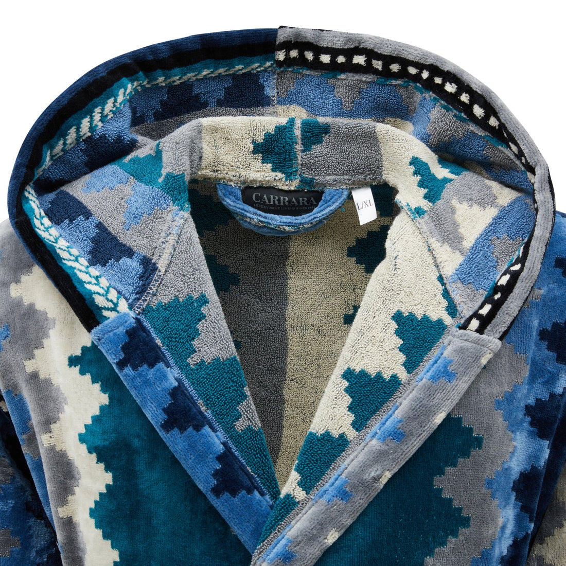 Accappatoio Unisex con Cappuccio in Spugna Velour CARRARA - Oseye