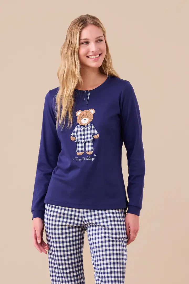 Pigiama donna caldo cotone NOI DI NOTTE - Vichy
