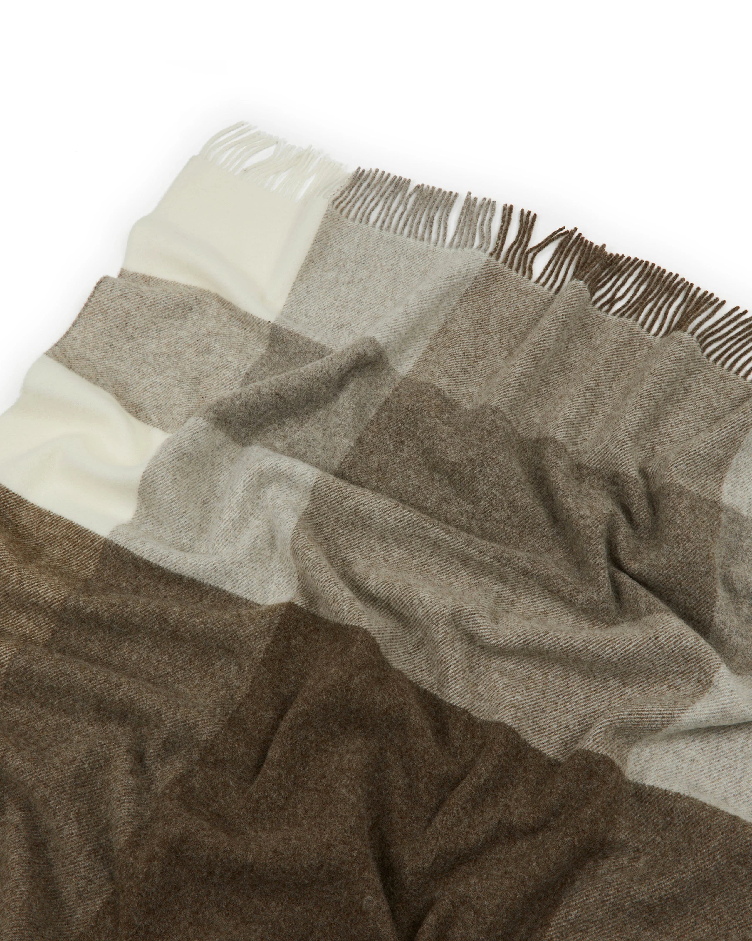Plaid in Pura Lana Vergine GOTS con frange  LANEROSSI - Uruguay Nocciola