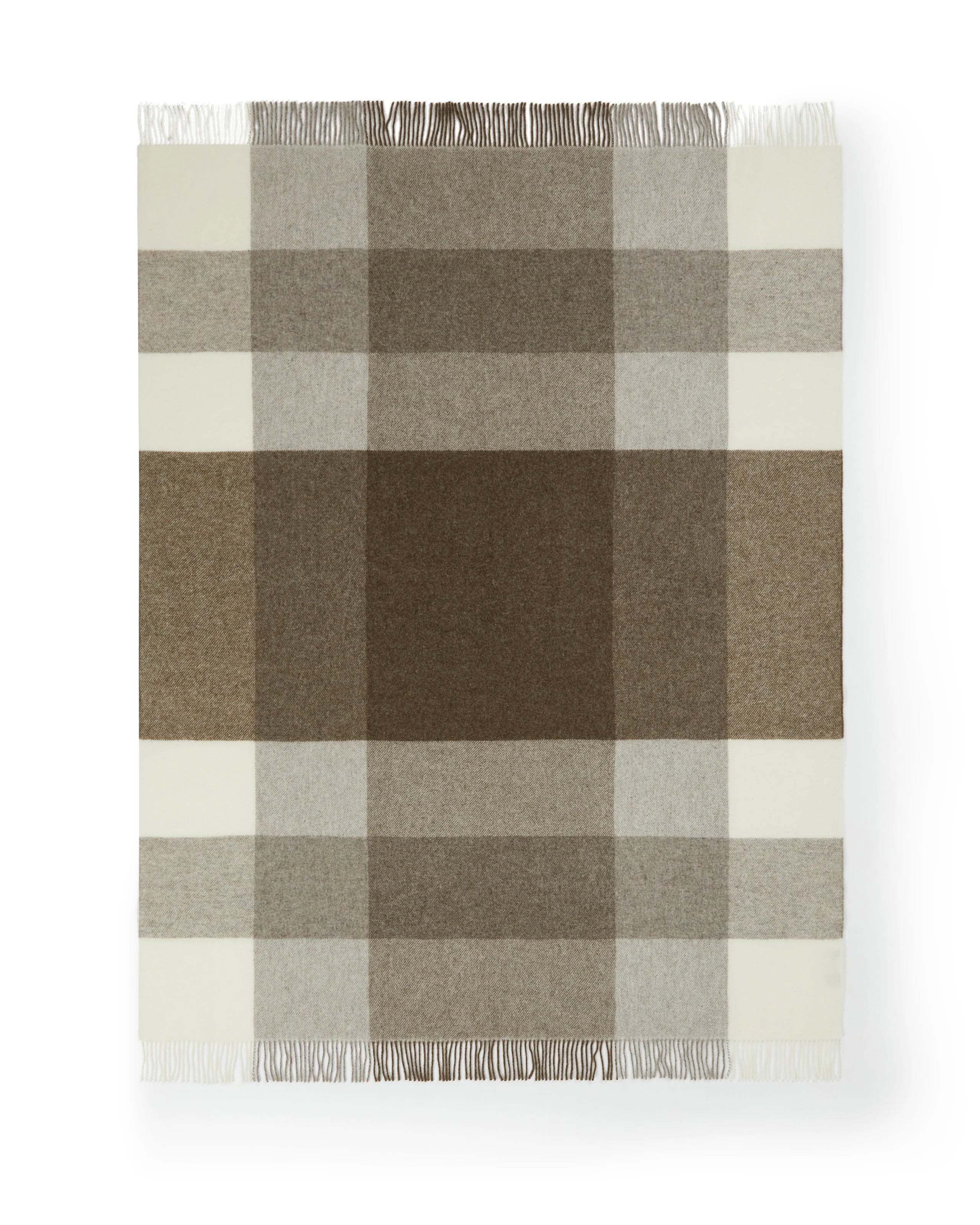 Plaid in Pura Lana Vergine GOTS con frange  LANEROSSI - Uruguay Nocciola