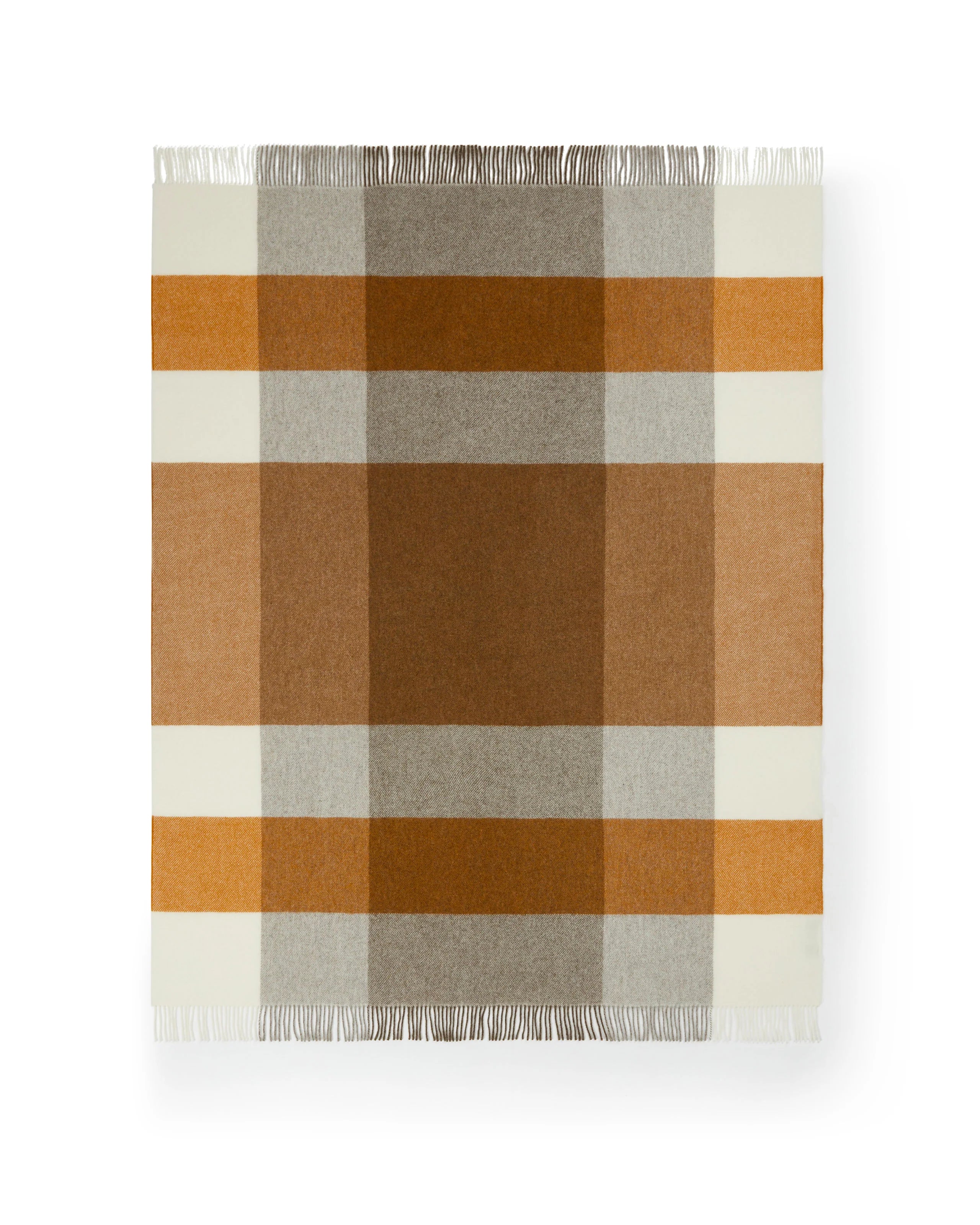 Plaid in Pura Lana Vergine GOTS con frange  LANEROSSI - Uruguay Caramello