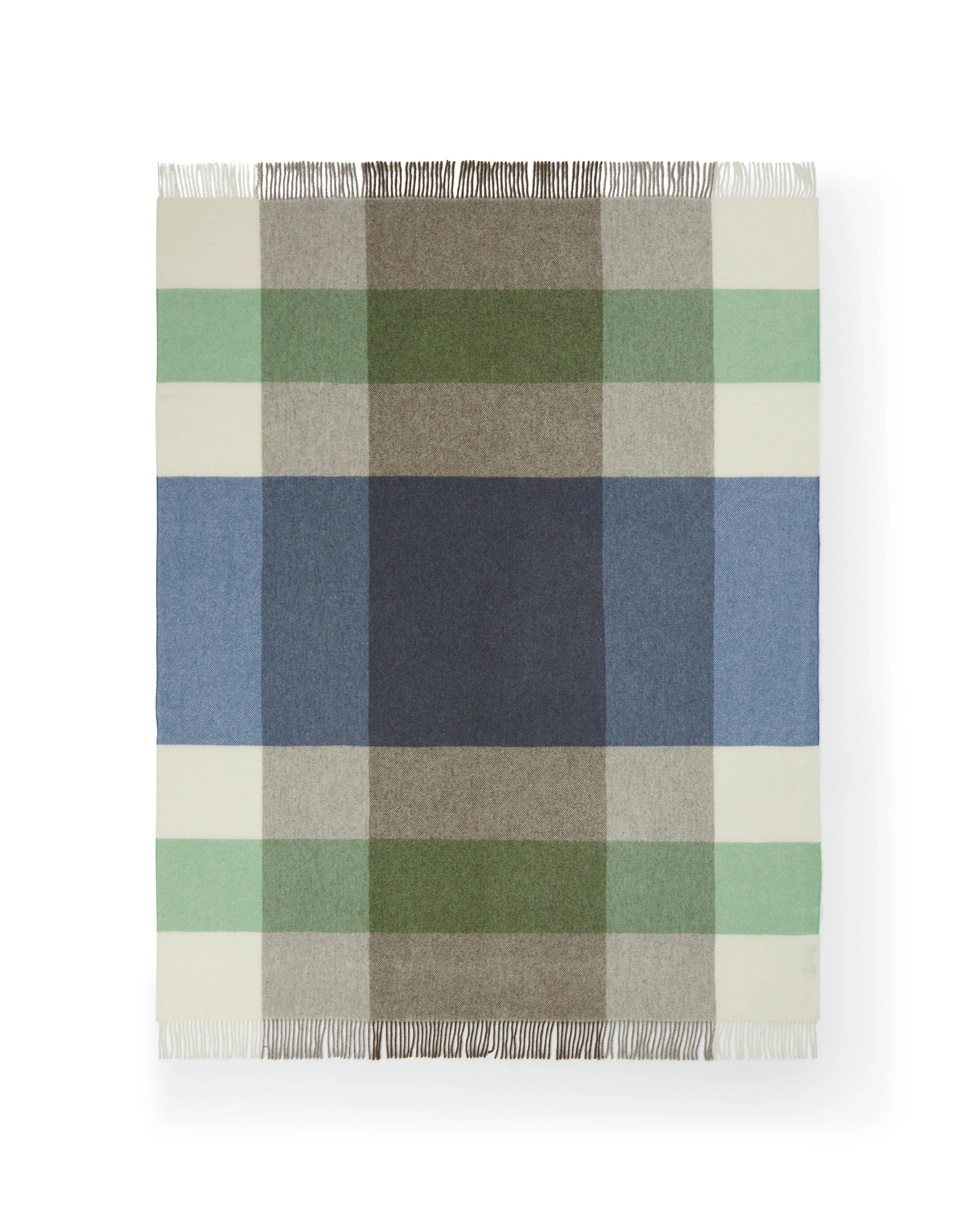 Plaid in Pura Lana Vergine GOTS con frange  LANEROSSI - Uruguay Ottanio