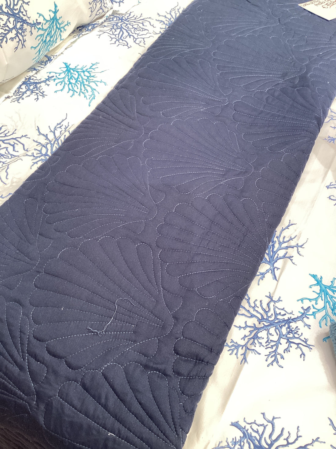 Copriletto Matrimoniale Trapuntato in Misto Cotone - Shell Blu