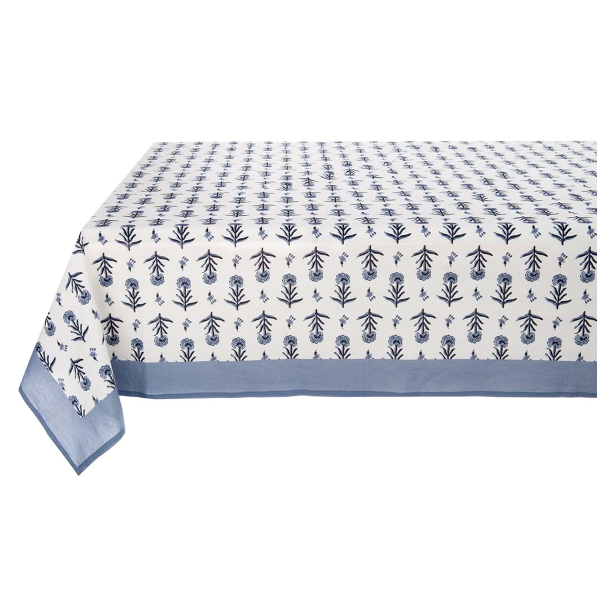 Cotton Tablecloth with Border BLANC MARICLO' - Costa Smeralda