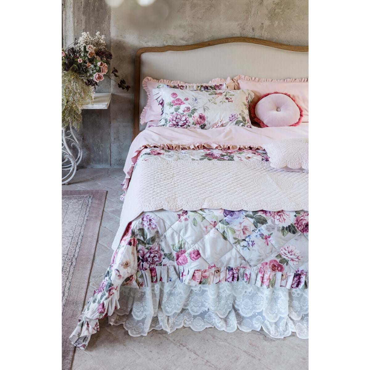 Quilted bedspread with 2 pillowcases BLANC MARICLO' - Splendor