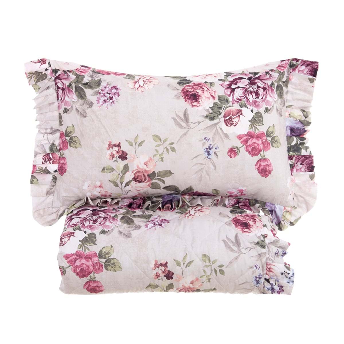 Quilted bedspread with 2 pillowcases BLANC MARICLO' - Splendor
