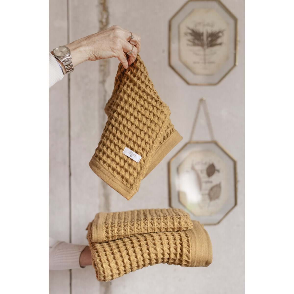 Coppia di Asciugamani in Nido d'Ape BLANC MARICLO' - Sweet Waffle