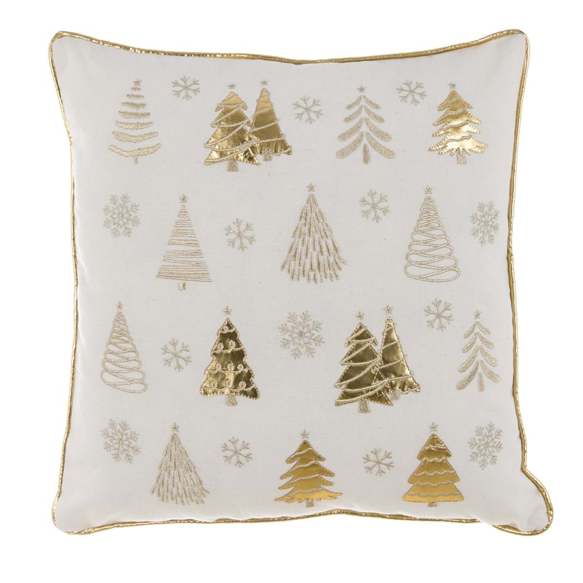 Cuscino Cotone BLANC MARICLO' - Con Ricamo Oro