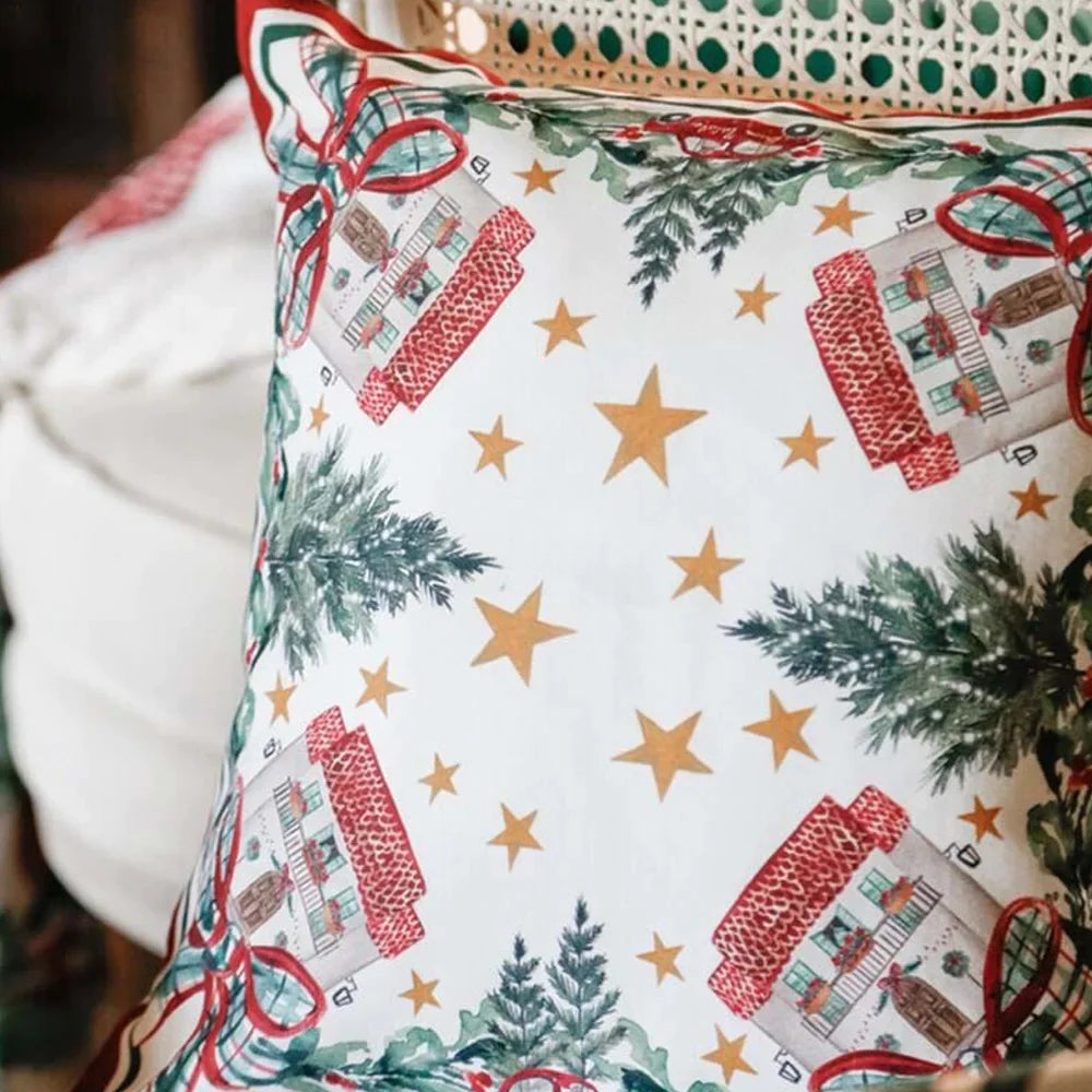 BLANC MARICLO' Printed Cotton Cushion - An Italian Christmas 30x30 