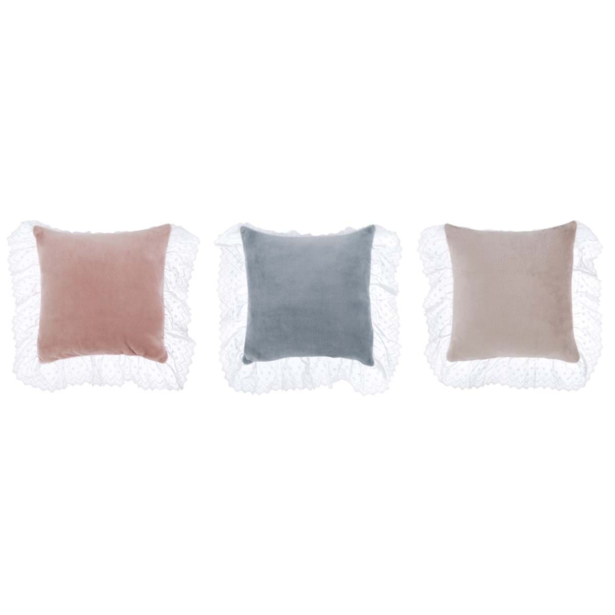 Velvet Furnishing Cushion with Sangallo Gala BLANC MARICLO' - Romantic Frill