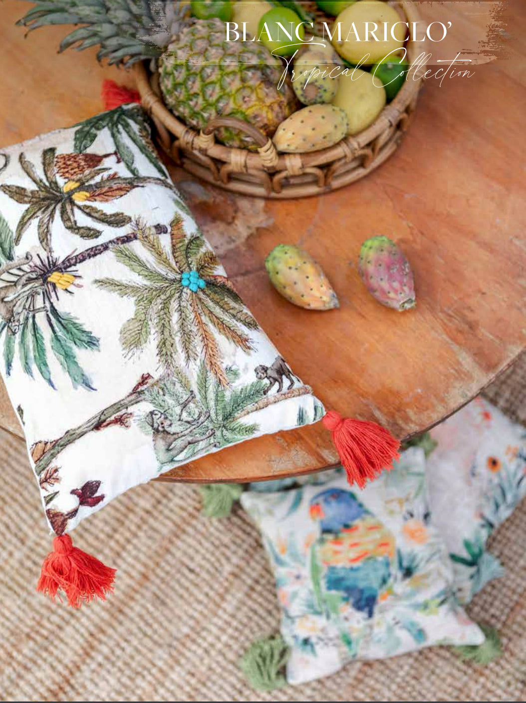 Cuscino con Ricami ed Appliocazioni BLANC MARICLO' - Tropical