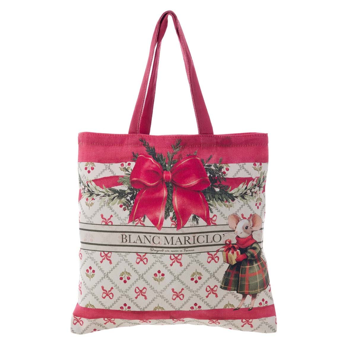 Piccola Shopper con 3 Strofinacci BLANC MARICLO' - Favola di Natale