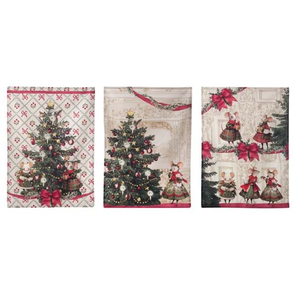 Piccola Shopper con 3 Strofinacci BLANC MARICLO' - Favola di Natale