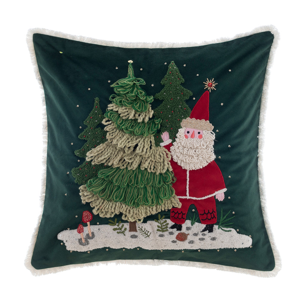 Cuscino Ricamato con applicazioni 45x45 BLANC MARICLO' - Babbo Natale